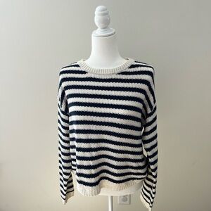 Cyrus Navy and Cream Striped Sweater- Large